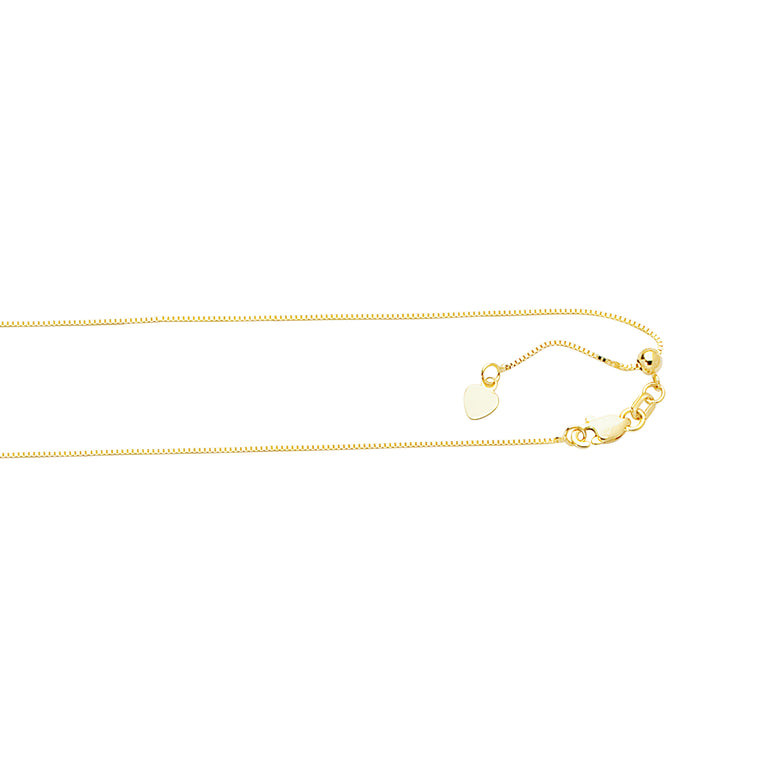 10K Gold 0.68mm Adjustable Box Chain-Yellow | Lobster