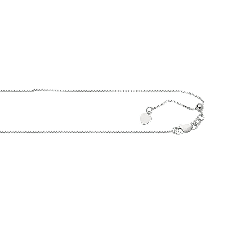 10K Gold 0.68mm Adjustable Box Chain-White | Lobster