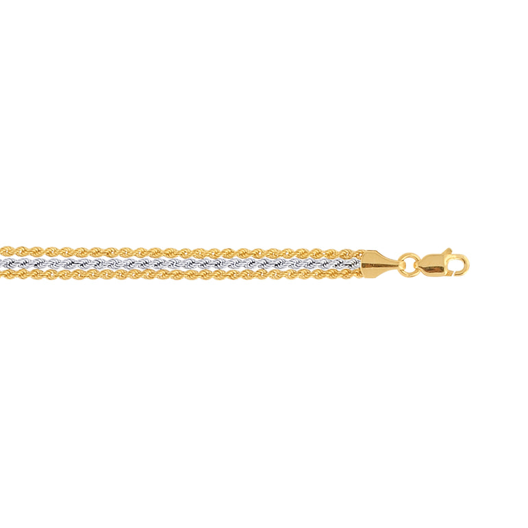10K Gold Rope Bracelet-Two-tone | Lobster