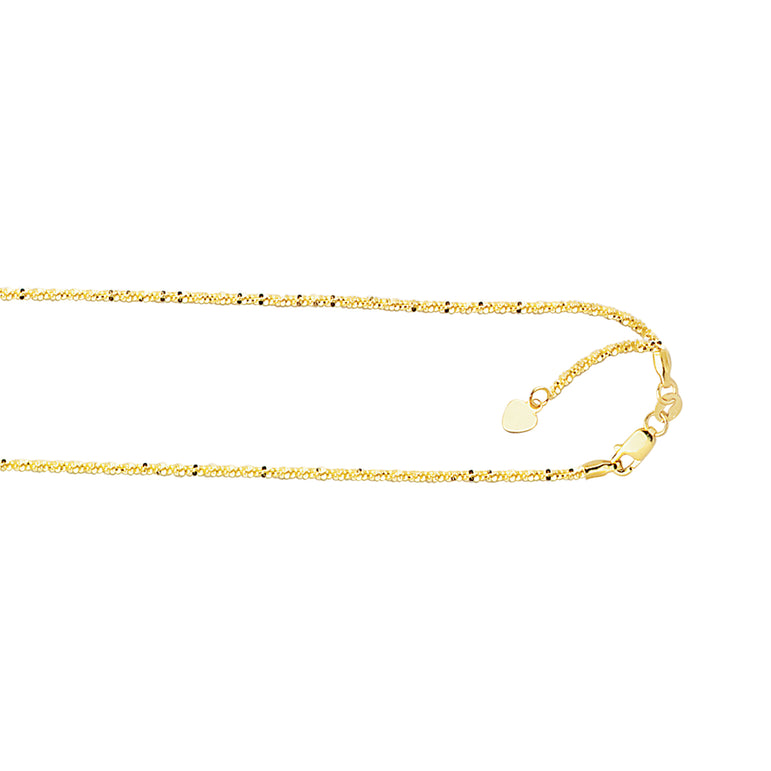 10K Gold 1.2mm Adjustable Sparkle Chain-Yellow | Lobster