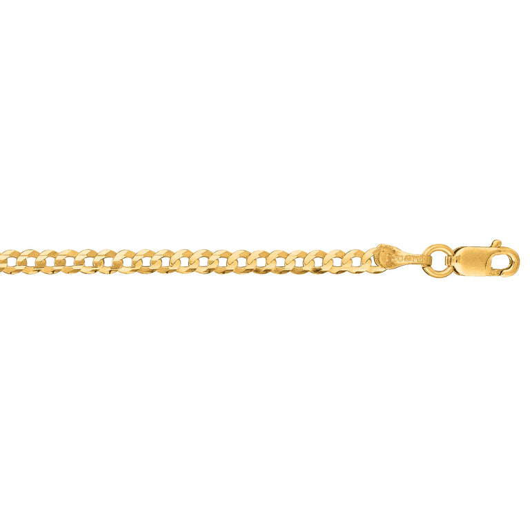 10K Gold 2.8mm Comfort Curb Chain -Yellow | Lobster