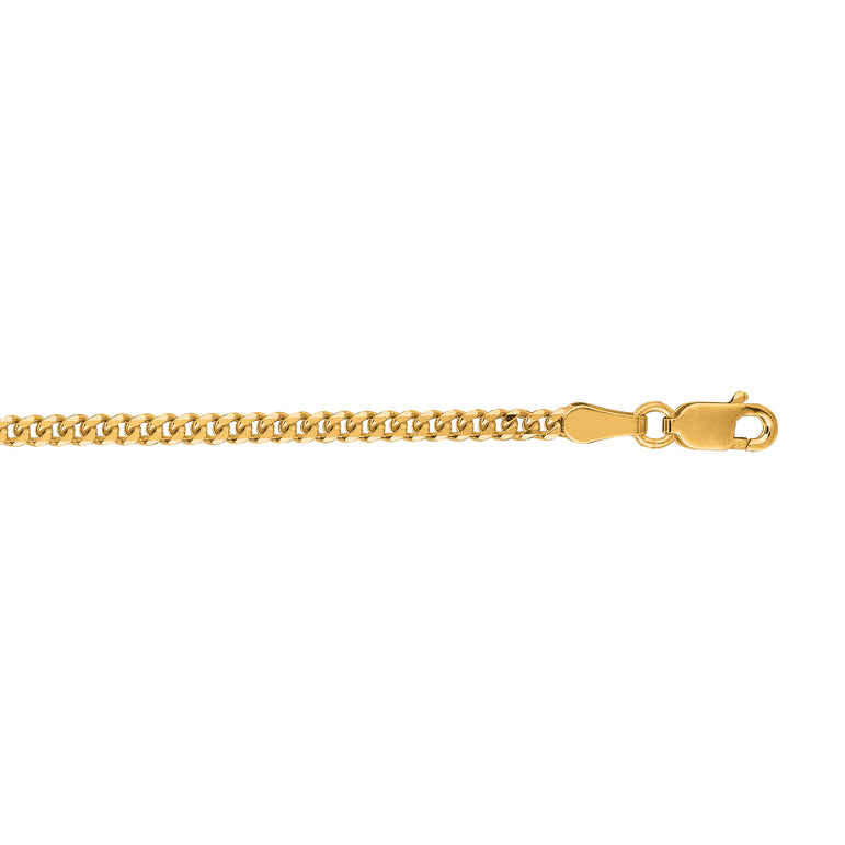 10K Gold 2.1mm Gourmette Chain-Yellow | Lobster