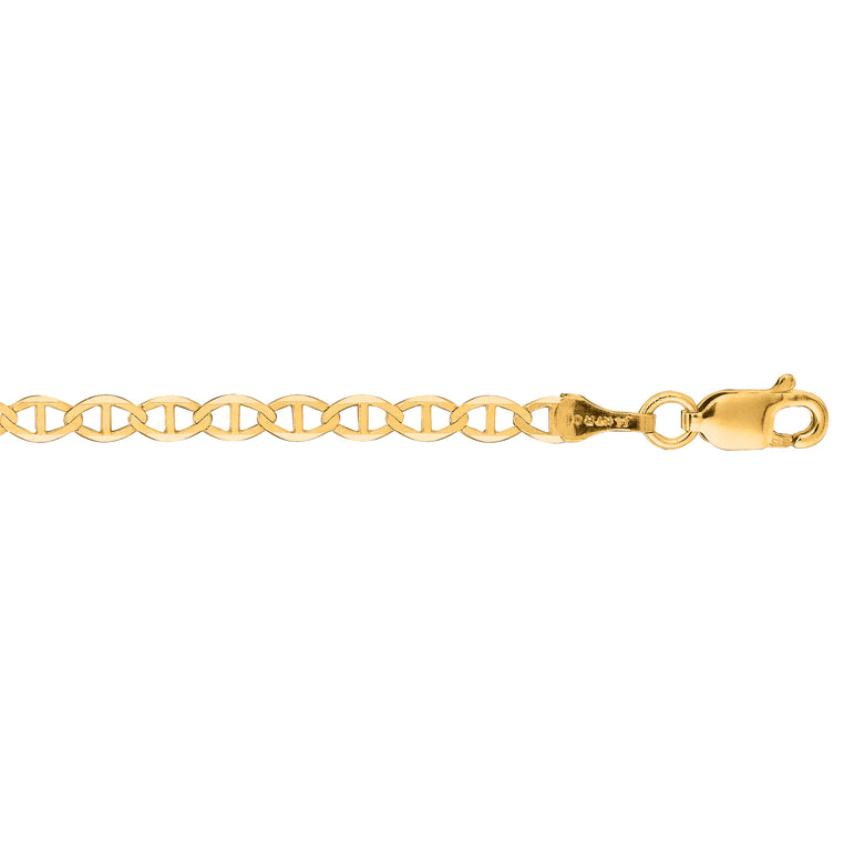 10K Gold 3.2mm Mariner Chain -Yellow | Lobster