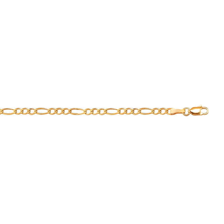 10K Gold 2.6mm Figaro Chain -Yellow | Lobster