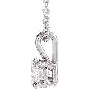 14K White 5/8 CT Lab-Grown Diamond Solitaire 16-18" Necklace-Lab-Grown Diamond-5.2Mm :: 5/8 Ct