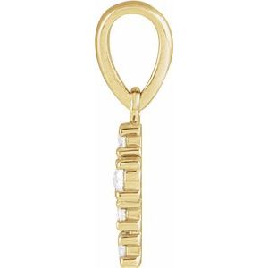 14K Yellow 1/8 CTW Rose-Cut Natural Diamond Cross Pendant-Natural Diamond-2Mm :: 1/8 Ctw