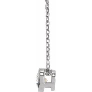 14K White 1/4 CT Lab-Grown Diamond Bezel-Set 16-18" Necklace-Lab-Grown Diamond-4.1Mm :: 1/4 Ct