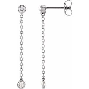 14K White 1/4 CTW Lab-Grown Diamond Chain Earrings-2.5 Mm-14K White