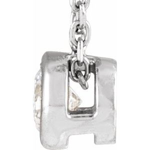 14K White 1/6 CT Lab-Grown Diamond Bezel-Set 16-18" Necklace-Lab-Grown Diamond-3.6Mm :: 1/6 Ct