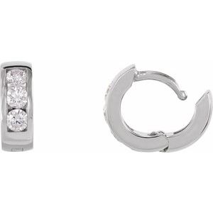14K White 1/5 CTW Natural Diamond 10 mm Hinged Hoop Earrings-Round-10 Mm