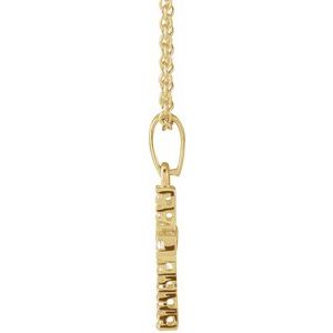 14K Yellow Imitation White Cubic Zirconia Cross 15" Necklace-Imitation White Cubic Zirconia-1.2 Mm