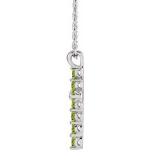 14K White Natural Peridot Cross 16-18" Necklace-Round-2 Mm