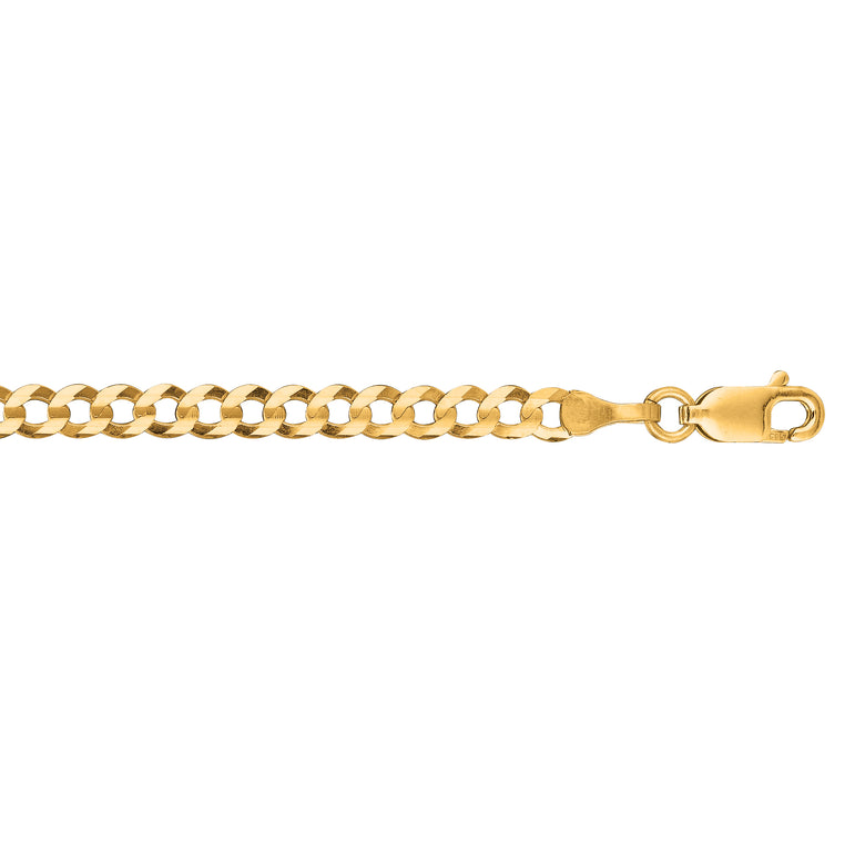 10K Gold 3.2mm Comfort Curb Chain -Yellow | Lobster