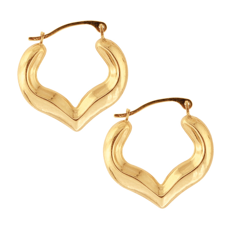 10K Gold Half Heart Hoop Earring-Yellow | Hinged