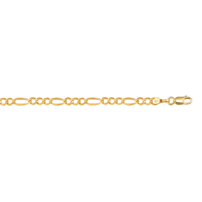 10K Gold 3.7mm Figaro Chain -Yellow | Lobster