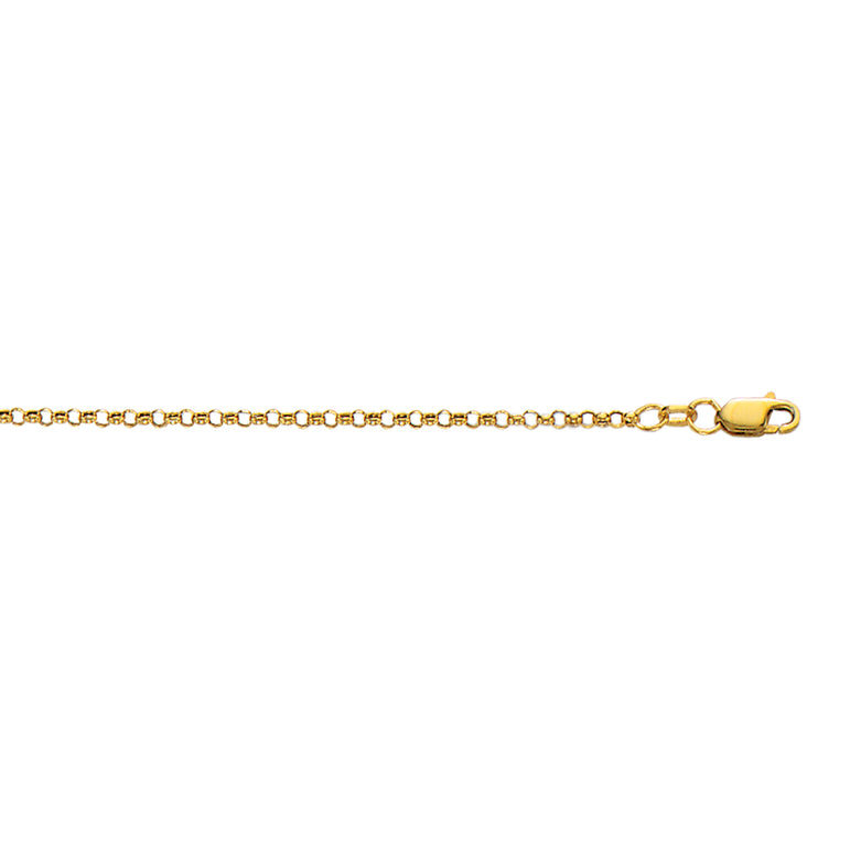 10K Gold 2.4mm Lite Rolo Chain-Yellow | Lobster