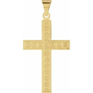 14K Yellow 28x18 mm Geometric Cross Pendant-Polished