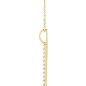 14K Yellow 1/6 CTW Natural Diamond Vertical Bar 16-18" Necklace-Natural Diamond-Round