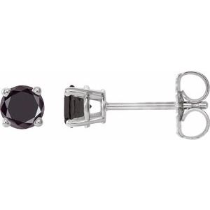 14K White 1/2 CTW Natural Black Diamond Earrings-Pair-3.5Mm :: 1/2 Ctw
