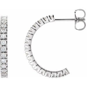 14K White 1/2 CTW Natural Diamond 17.6 mm Hoop Earrings-Round-17.6 Mm