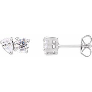 14K White 1 1/6 CTW Lab-Grown Diamond Two-Stone Stud Earrings-5 X 3.5 Mm-14K White