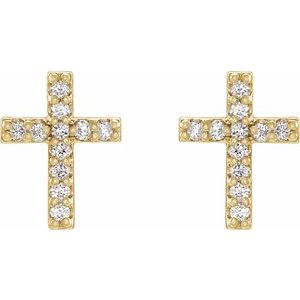 14K Yellow .05 CTW Natural Diamond Cross Earrings-Natural Diamond