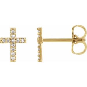 14K Yellow .05 CTW Natural Diamond Cross Earrings-Natural Diamond