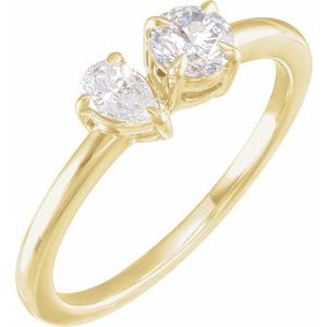 14K Yellow 5/8 CTW Lab-Grown Diamond Two-Stone Ring-Pear-5 X 3.5 Mm