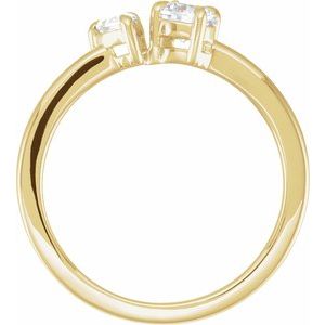14K Yellow 5/8 CTW Lab-Grown Diamond Two-Stone Ring-Pear-5 X 3.5 Mm