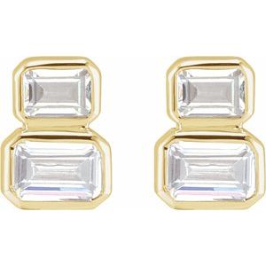 14K Yellow 1 CTW Lab-Grown Diamond Two-Stone Stud Earrings-4.5 X 3 Mm-14K Yellow