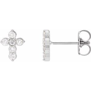 Platinum 1/6 CTW Natural Diamond Cross Earrings-1.5 Mm-Platinum