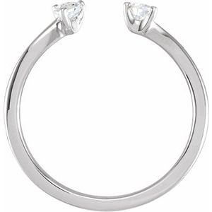 14K White 1/5 CTW Lab-Grown Diamond Two-Stone Ring-Pear-4 X 3 Mm