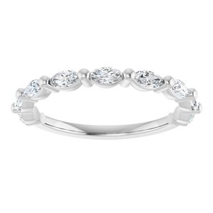 14K White 1/2 CTW Natural Diamond Anniversary Band-Marquise