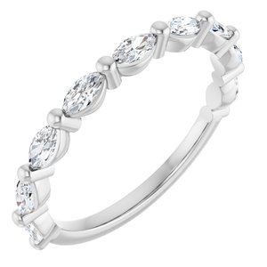 14K White 1/2 CTW Natural Diamond Anniversary Band-Marquise