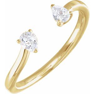 14K Yellow 1/5 CTW Lab-Grown Diamond Two-Stone Ring-Pear-4 X 3 Mm
