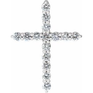 14K White 1/2 CTW Lab-Grown Diamond Cross Pendant-Lab-Grown Diamond-21.29 X 16.31 Mm