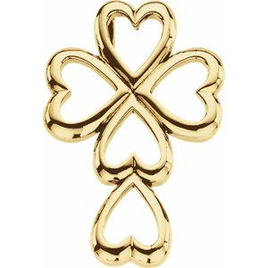 14K Yellow 28.75x20 mm Heart Cross Pendant-Polished