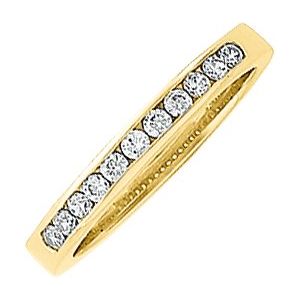 14K Yellow 1/5 CTW Natural Diamond Anniversary Band 11 full cut round stones channel set-Round