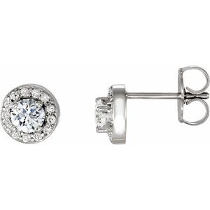 14K White 3/8 CTW Natural Diamond Halo-Style Earrings-3.4 Mm-14K White