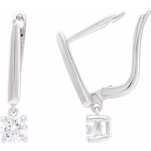 14K White 1/2 CTW Lab-Grown Diamond Lever Back Earrings-4 Mm-14K White