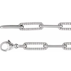 14K White 1 CTW Natural Diamond Link 7" Bracelet-Natural Diamond-Natural Diamond