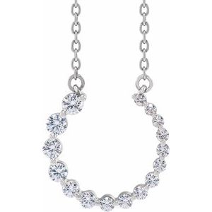 14K White 3/8 CTW Natural Diamond Graduated Circle 16-18" Necklace-Natural Diamond-2.4Mm :: 3/8 Ctw