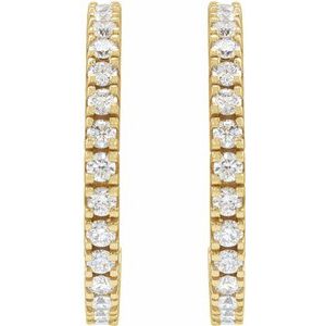 14K Yellow 1 5/8 CTW Lab-Grown Diamond 24.7 mm Hoop Earrings-Round-24.7 Mm