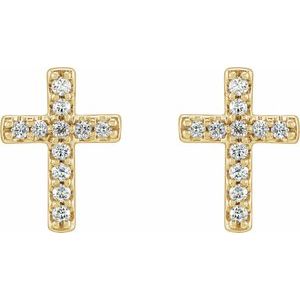 14K Yellow 1/10 CTW Natural Diamond Cross Earrings-Natural Diamond