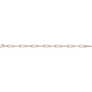 14K Rose 1 CTW Natural Diamond Link 7" Bracelet-Natural Diamond-Natural Diamond