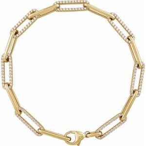 14K Yellow 1 CTW Natural Diamond Link 7" Bracelet-Natural Diamond-Natural Diamond