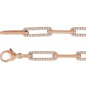 14K Rose 1 CTW Natural Diamond Link 7" Bracelet-Natural Diamond-Natural Diamond