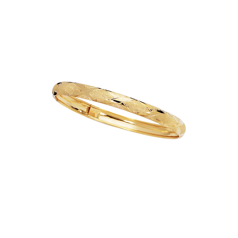 10K Gold 6mm Polished & Diamond Cut Bangle-Yellow | Box