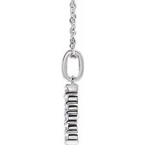 14K White 1/5 CTW Lab-Grown Diamond Initial A 16-18" Necklace-Lab-Grown Diamond-Round