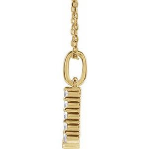 14K Yellow 1/8 CTW Lab-Grown Diamond Initial J 16-18" Necklace-Lab-Grown Diamond-Round